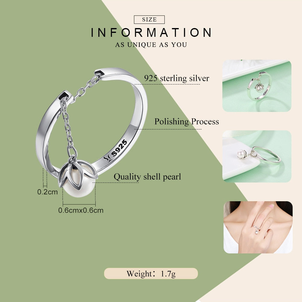 Peris Gems Pearl Tassel Ring for Women | Sterling Silver Open Ring SHEIN Amazon Temu