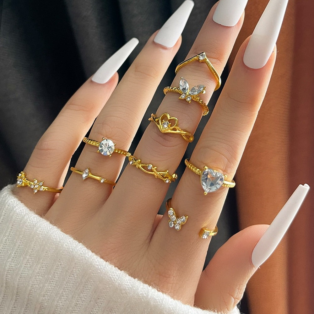 Peris Gems Pearl Wave Flower Rings Set for Women | Gold Butterfly Rings SHEIN Amazon Temu