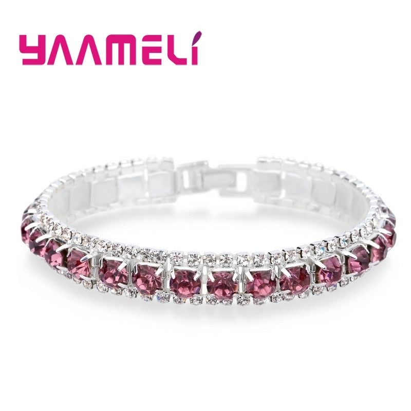 Peris Gems Pink Austrian Opal Chain-Link Bracelets for Women | Sterling Silver Austrian Opal Chain-Link Bracelets for Women | SHEIN Amazon Temu