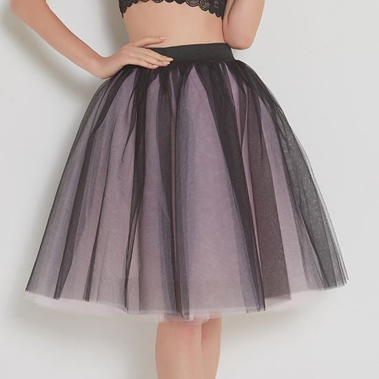 Peris Gems pink black / One Size Pleated 5-Layer Tulle Skirt for Women | Fairy Midi Skirts SHEIN Amazon Temu