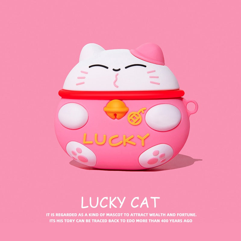 Peris Gems Pink Cat / for AirPods 1 Japanese Style Lucky Cat Silicone AirPod Pro Protective Case SHEIN Amazon Temu