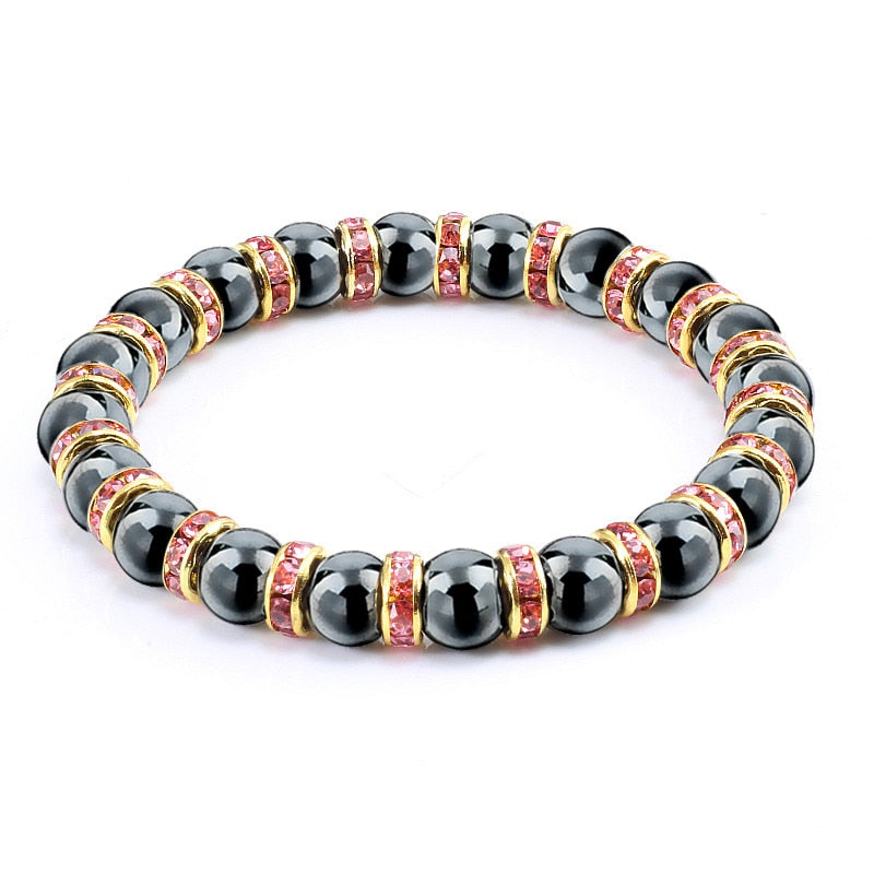 Peris Gems Pink G Natural Hematite Beads Bracelets Unisex | Health Protection Silver Charm Bracelets SHEIN Amazon Temu
