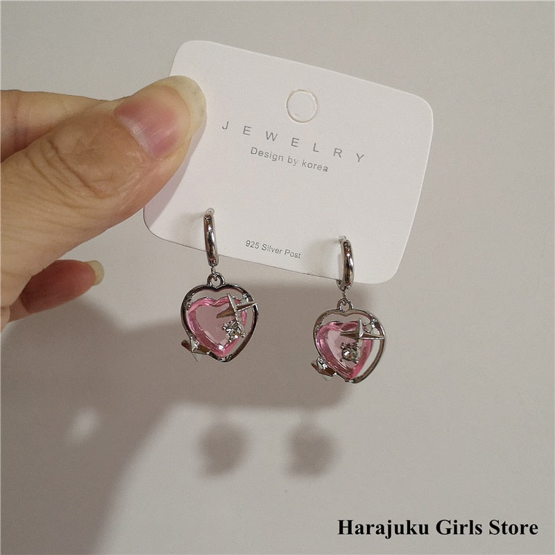 Peris Gems Pink Goth Heart Drop Earrings for Women | Aesthetic Gothic Earrings SHEIN Amazon Temu