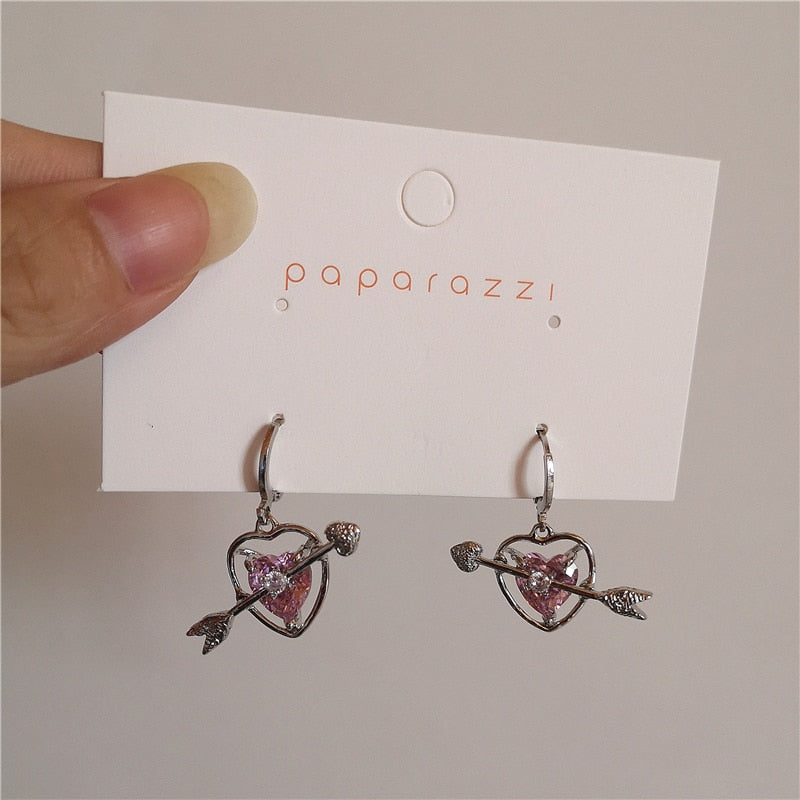 Peris Gems Pink Goth Heart Drop Earrings for Women | Aesthetic Gothic Earrings SHEIN Amazon Temu