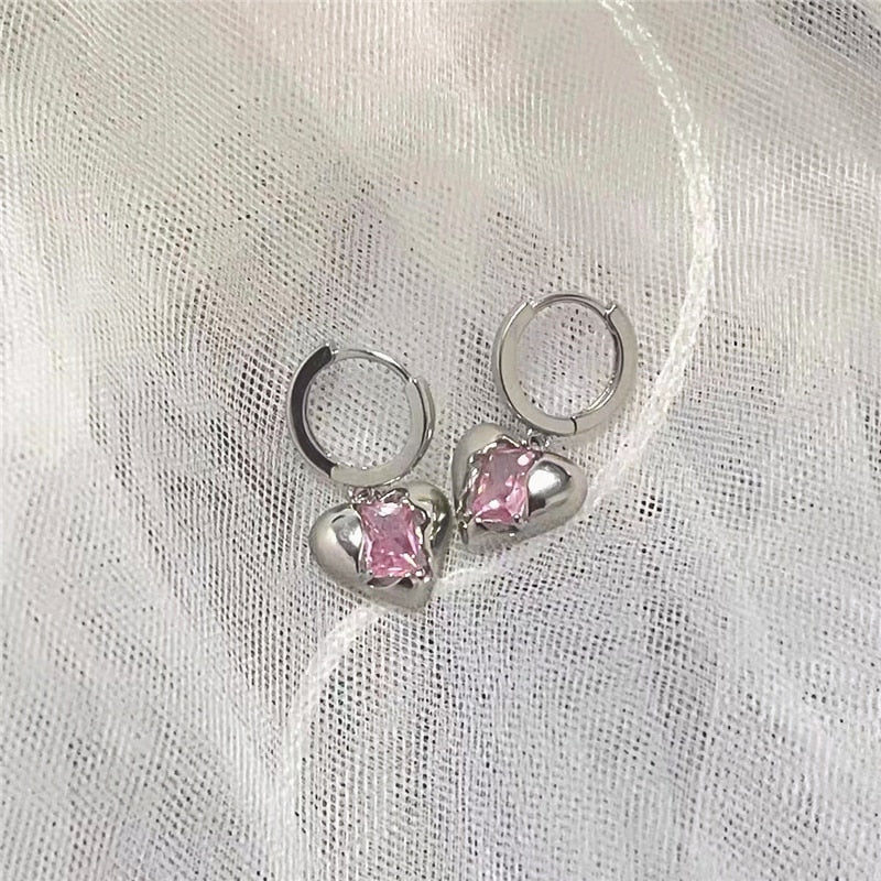 Peris Gems Pink Goth Heart Drop Earrings for Women | Aesthetic Gothic Earrings SHEIN Amazon Temu