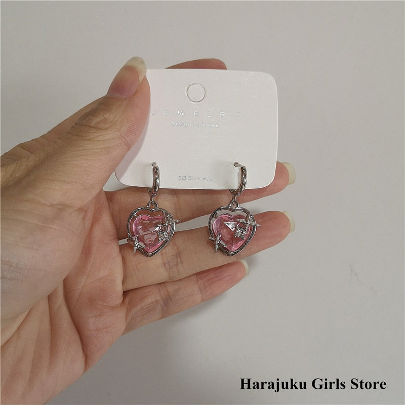 Peris Gems Pink Goth Heart Drop Earrings for Women | Aesthetic Gothic Earrings SHEIN Amazon Temu