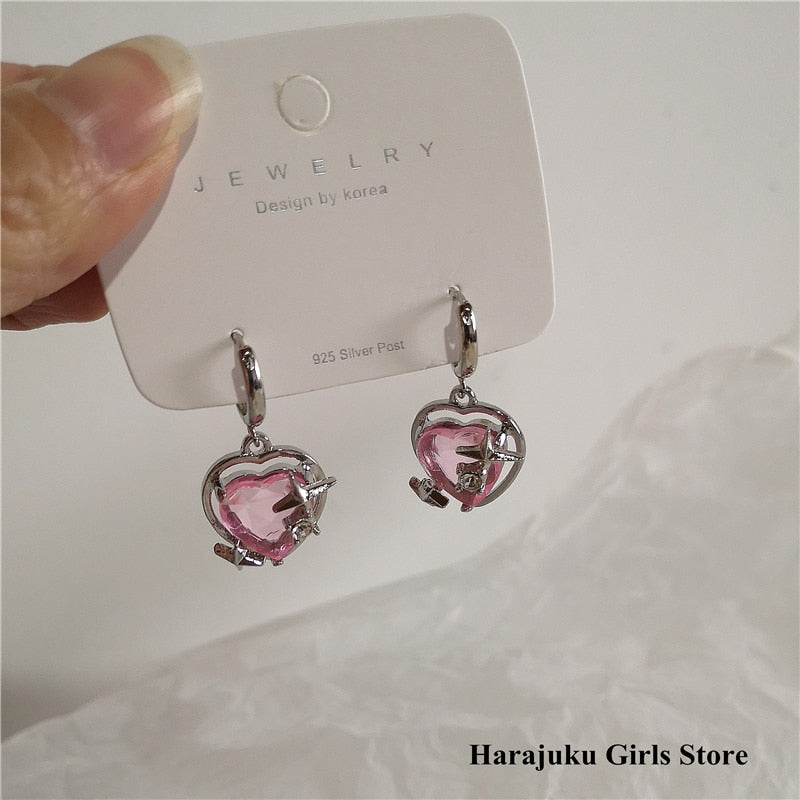 Peris Gems Pink Goth Heart Drop Earrings for Women | Aesthetic Gothic Earrings SHEIN Amazon Temu