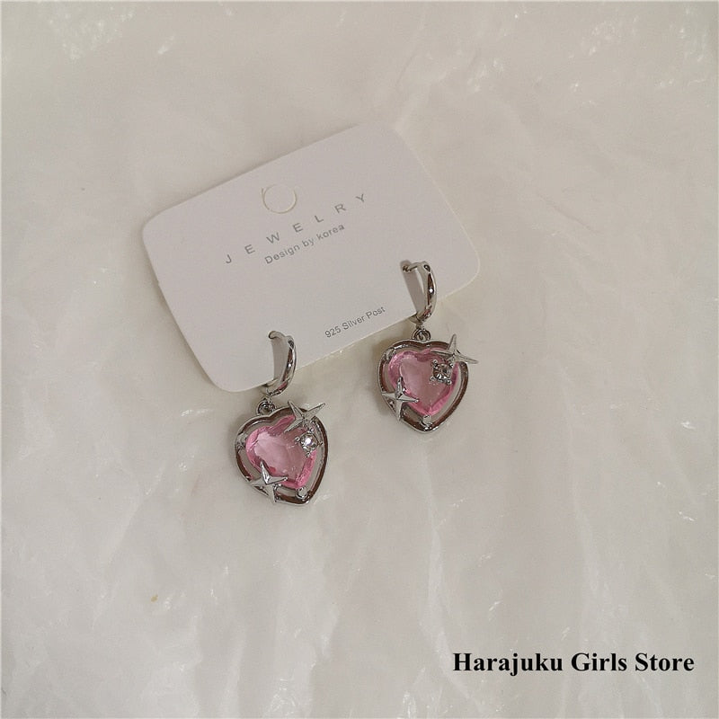 Peris Gems Pink Goth Heart Drop Earrings for Women | Aesthetic Gothic Earrings SHEIN Amazon Temu
