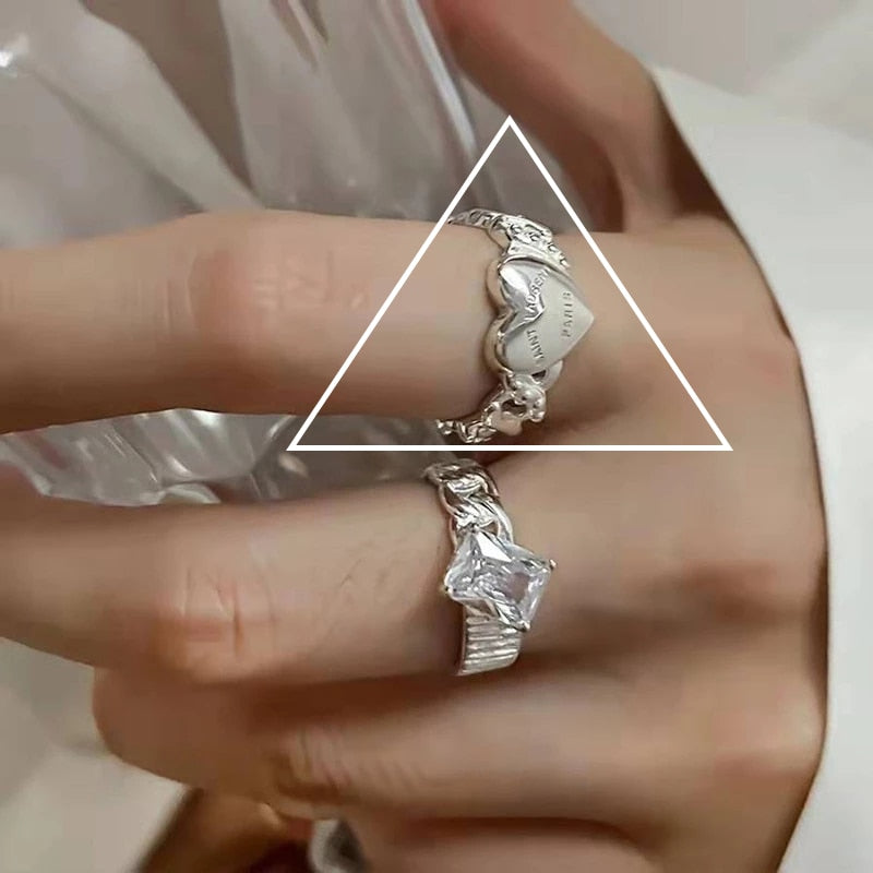 Peris Gems Pink Heart Open Rings for Women | Silver Rings SHEIN Amazon Temu