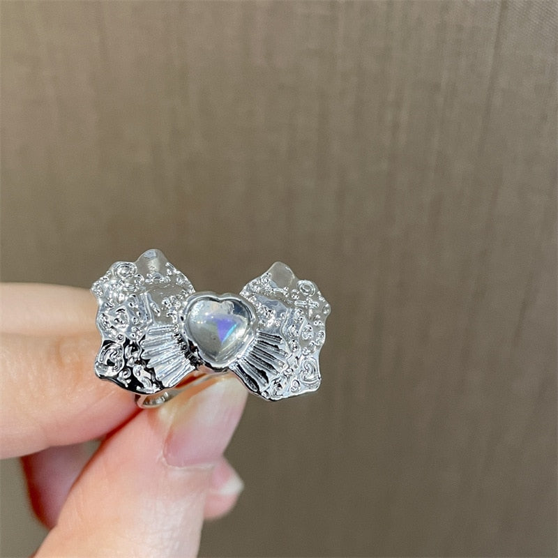 Peris Gems Pink Heart Open Rings for Women | Silver Rings SHEIN Amazon Temu