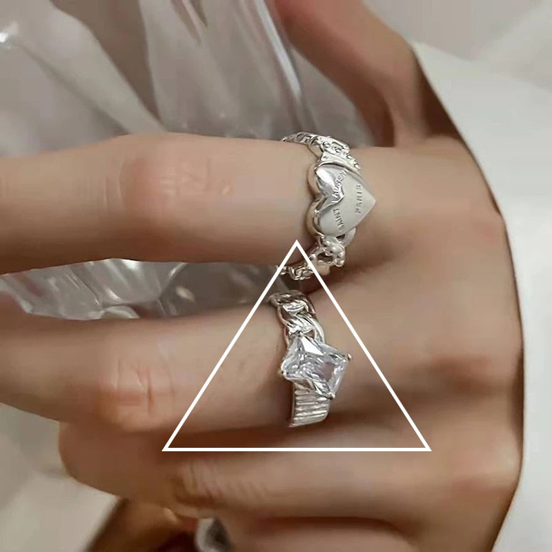 Peris Gems Pink Heart Open Rings for Women | Silver Rings SHEIN Amazon Temu