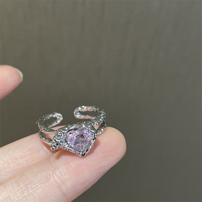 Peris Gems Pink Heart Open Rings for Women | Silver Rings SHEIN Amazon Temu