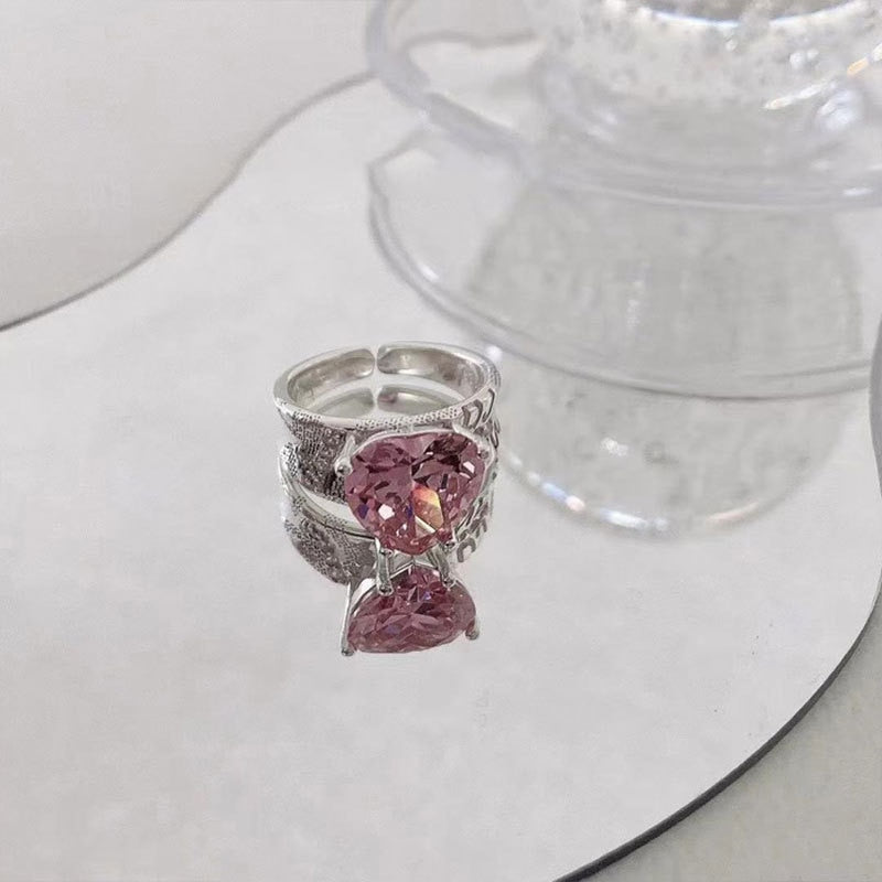 Peris Gems Pink Heart Open Rings for Women | Silver Rings SHEIN Amazon Temu