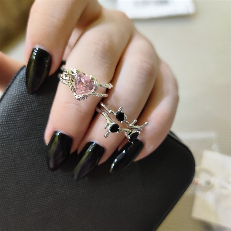 Peris Gems Pink Heart Open Rings for Women | Silver Rings SHEIN Amazon Temu