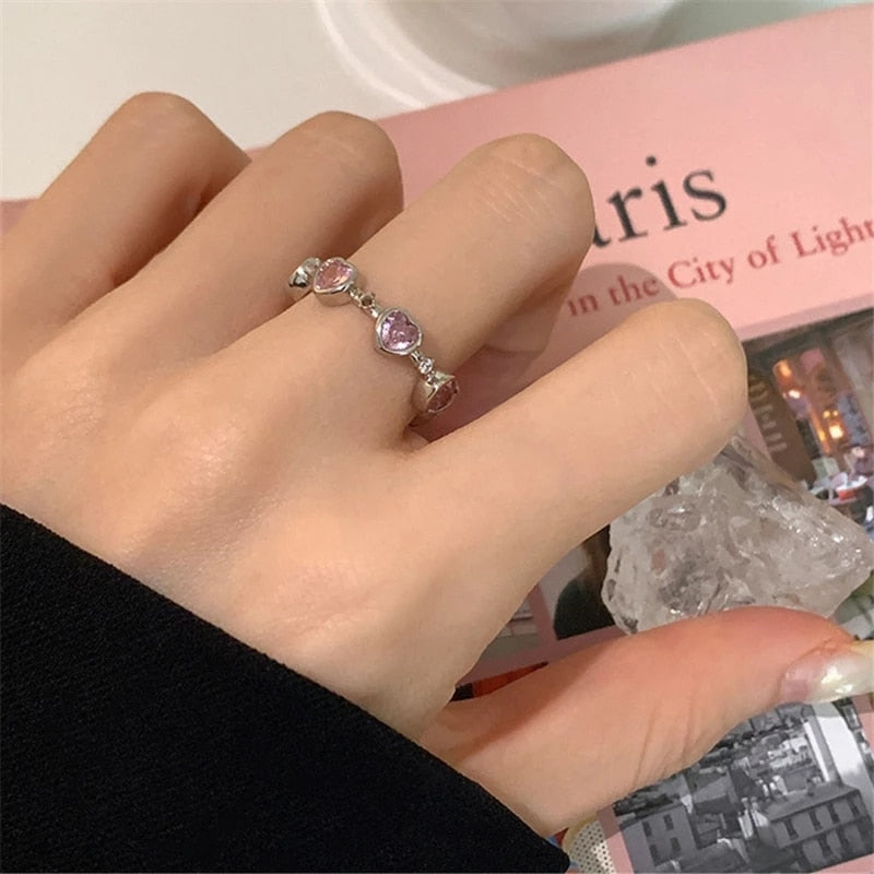 Peris Gems Pink Heart Open Rings for Women | Silver Rings SHEIN Amazon Temu