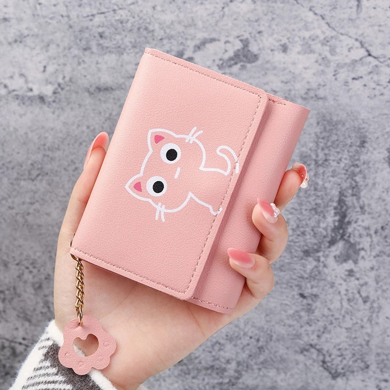 Peris Gems Pink Hollow Cat Cute Animal Art Small Wallet for Women | Short Purse for Females Small Card Holder SHEIN Amazon Temu