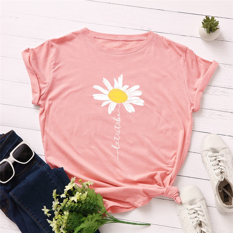 Peris Gems Pink / M Daisy Graphic Print Cotton Shirts for Women | Oversized Shirts Daisy Graphic Print Cotton Shirts for Women |Oversized Shirt SHEIN Amazon Temu