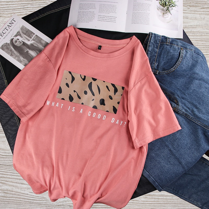Peris Gems Pink / M Leopard Print Short Sleeve T-Shirts for Women | O-Neck Shirts Leopard Print Short Sleeve T-Shirts for Women | O-Neck Shirt SHEIN Amazon Temu