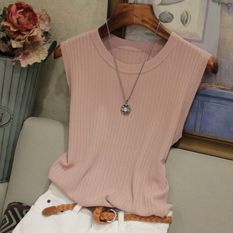 Peris Gems Pink / One Size Casual Knitted Thin Sleeveless T-Shirt for Women SHEIN Amazon Temu