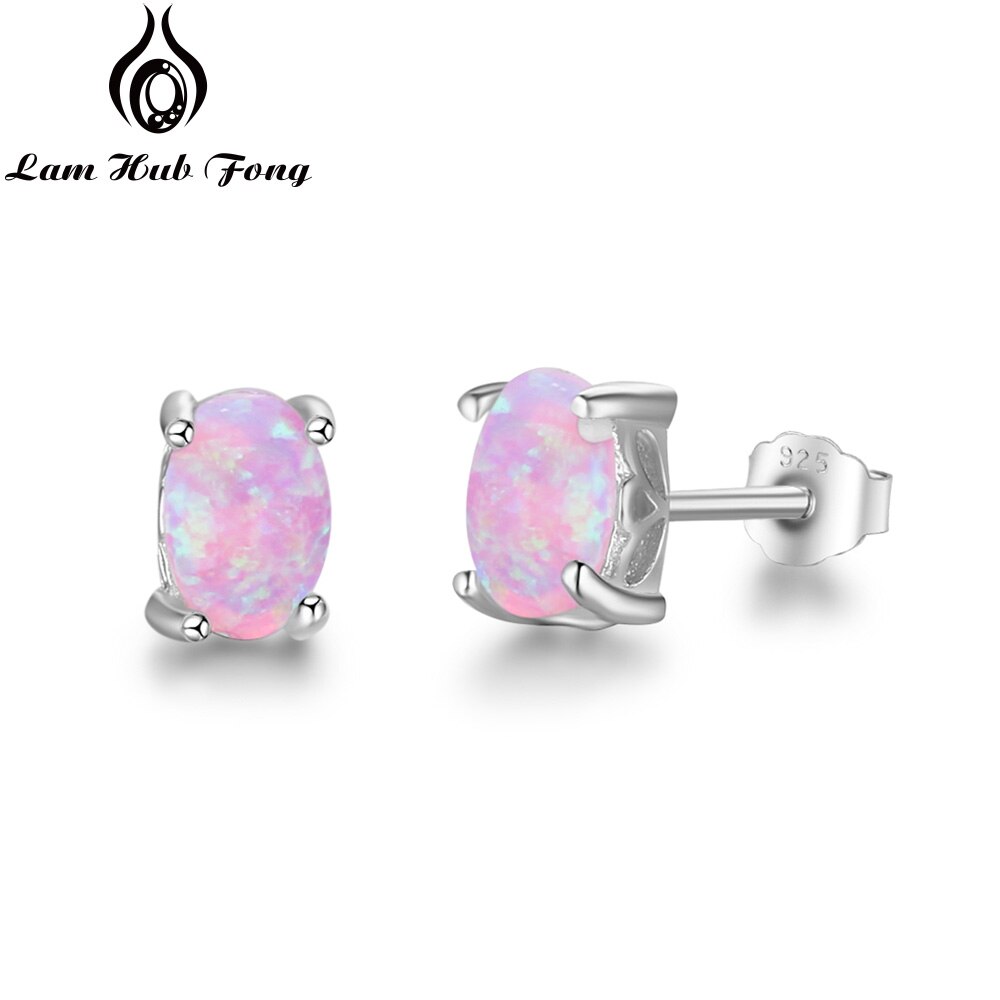 Peris Gems Pink Opal Oval Opal Silver Stud Earrings for Women | 925 Sterling Silver 4mm Moonstone Oval Opal Silver Stud Earrings for Women | 925 Sterling SHEIN Amazon Temu