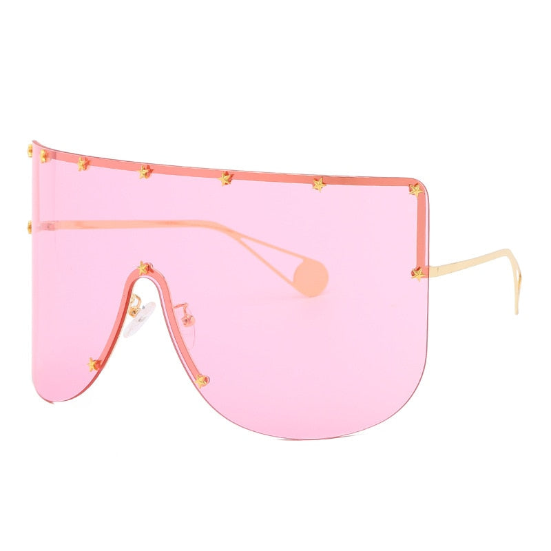 Peris Gems Pink Oversized Shield Sunglasses Unisex | Large Blocky Rimless Sunglasses Oversized Shield Sunglasses Unisex | Large Blocky Sunglasses SHEIN Amazon Temu