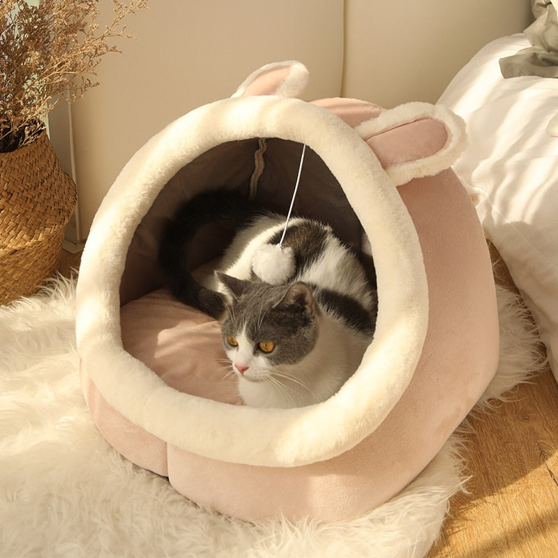 Peris Gems Pink Rabbit / S (31X30X28cm) Cat Bed for Indoor Cats | Cozy Cat Bed with Ball SHEIN Amazon Temu
