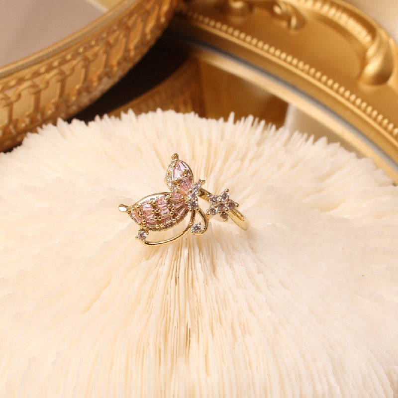 Peris Gems Pink / Resizable Luxurious Diamond Butterfly Ring Collection for Women SHEIN Amazon Temu