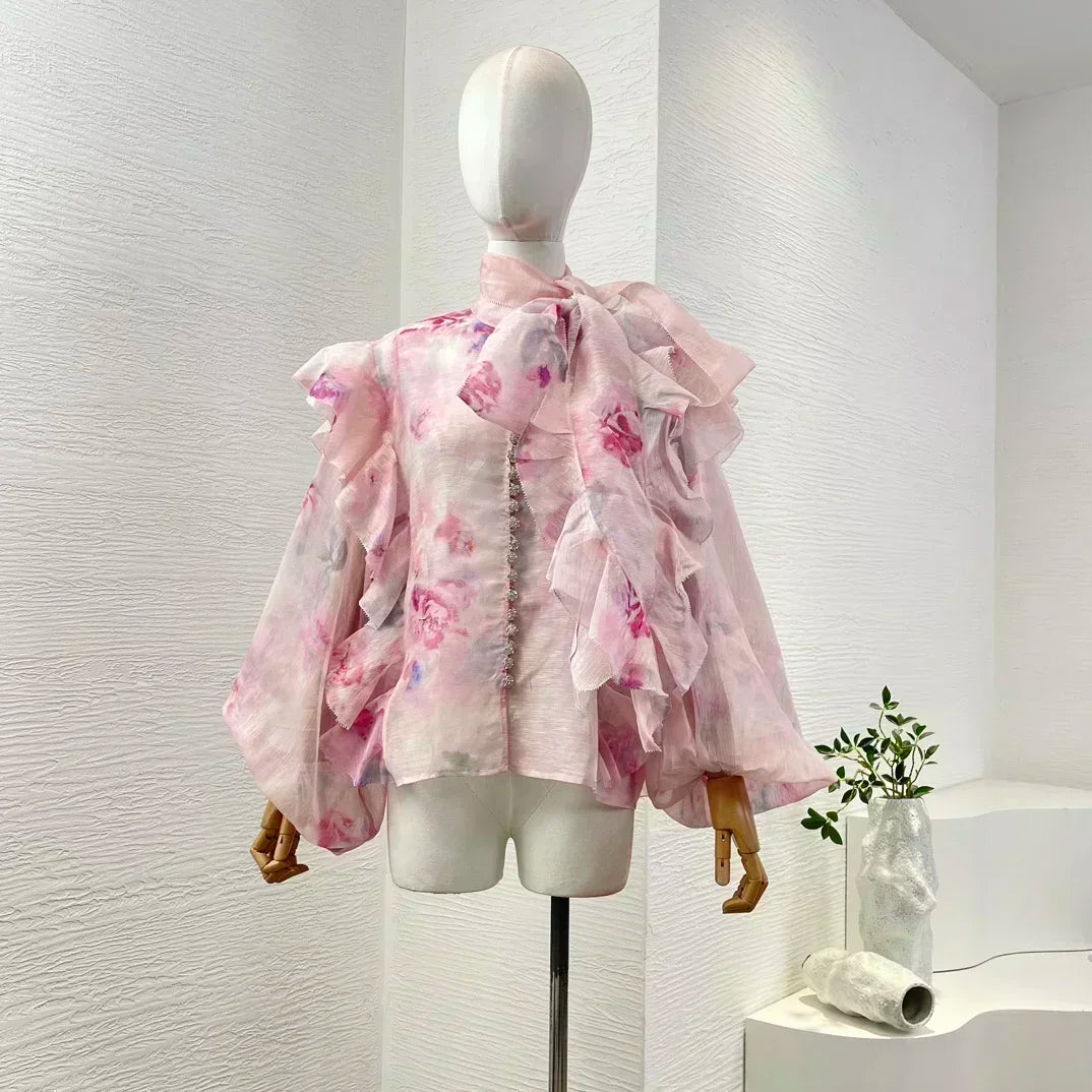 Peris Gems Pink Romantic Women New Oufit Series High Quality Floral Print Ruffles Bow Diamonds Lantern Sleeve Blouse and Mini Skirt Set Pink Romantic Women New Oufit Series High Quality Floral Print Ruffles Bow Diamonds Lantern Sleeve Blouse and Mini Skirt Set SHEIN Amazon Temu
