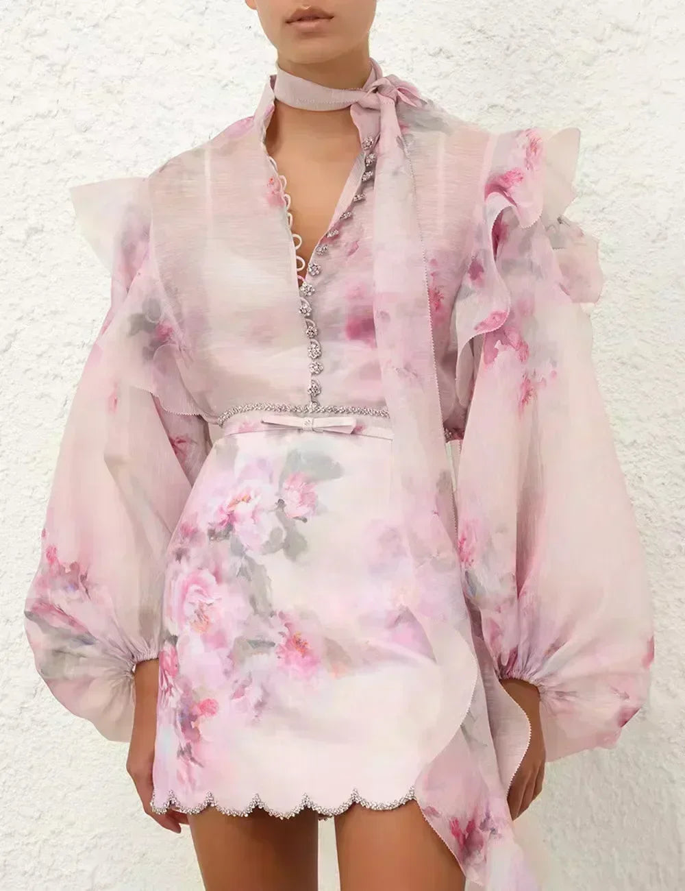 Peris Gems Pink Romantic Women New Oufit Series High Quality Floral Print Ruffles Bow Diamonds Lantern Sleeve Blouse and Mini Skirt Set Pink Romantic Women New Oufit Series High Quality Floral Print Ruffles Bow Diamonds Lantern Sleeve Blouse and Mini Skirt Set SHEIN Amazon Temu