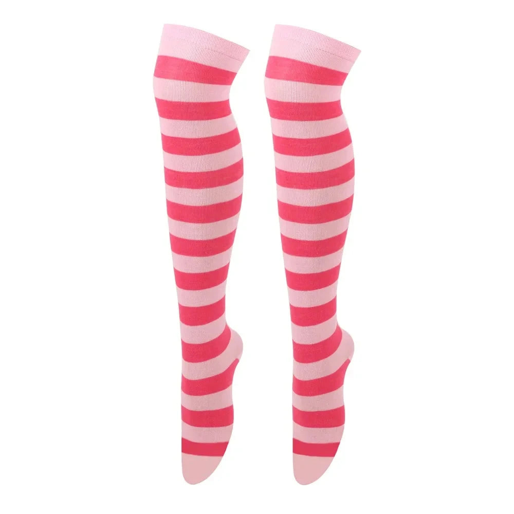 Peris Gems Pink Rose Red 46 / One Size Womens Striped Thigh High Stockings Ladies Girls Black White pink Long Over Above Knee Socks Cosplay Lolita Harajuku Y2k 2025 Womens Striped Thigh High Stockings Ladies Girls Black White pink Long Over Above Knee Socks Cosplay Lolita Harajuku Y2k 2025 SHEIN Amazon Temu