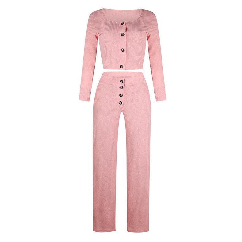 Peris Gems Pink / S Ribbed 2pc Crop Top and Pants Set for Women | Casual Outfits SHEIN Amazon Temu