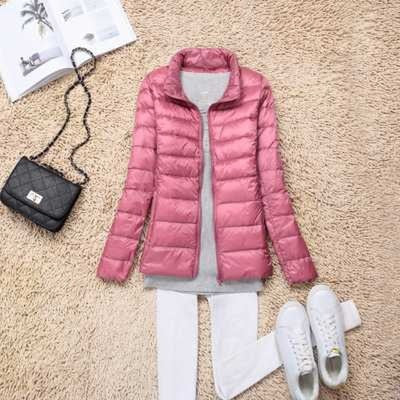 Peris Gems Pink Stand / M Ultra-Light Puff Parka Jackets for Women | Solid Slim Jacket SHEIN Amazon Temu