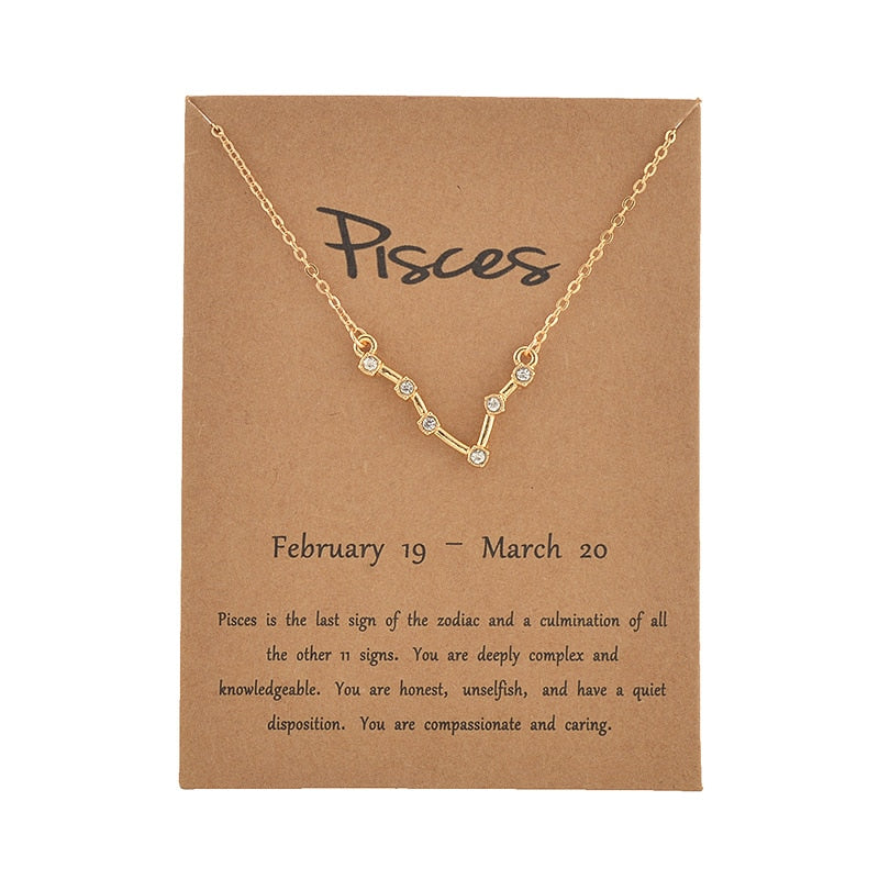 Peris Gems Pisces / Gold Zodiac Sign 12 Constellation Necklaces | Gold Diamond Astrology Necklaces for Women SHEIN Amazon Temu