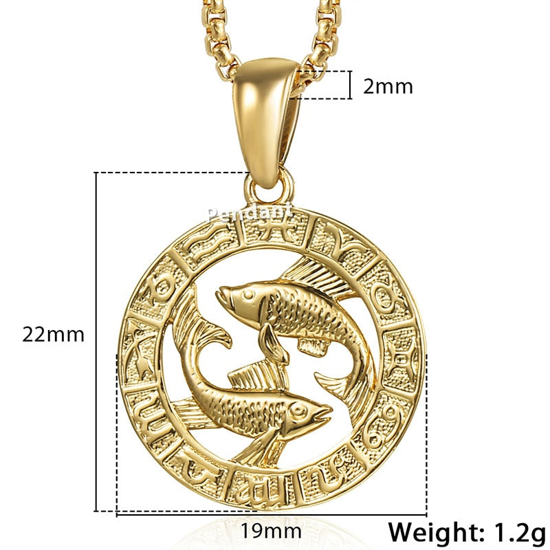 Peris Gems Pisces / Pendant Only Gold Horoscope Animal Necklaces | Zodiac Pendant Necklace SHEIN Amazon Temu