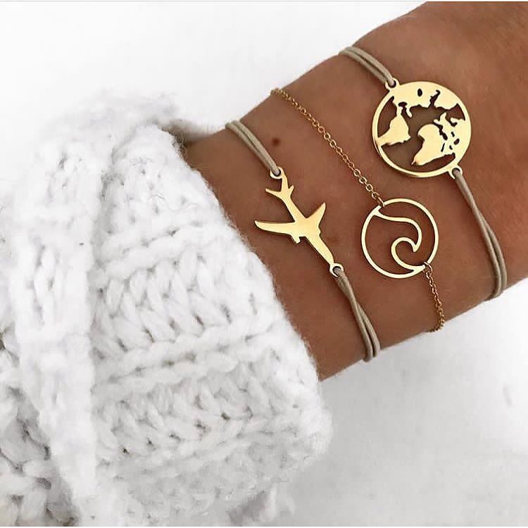 Peris Gems Plane Set Bohemian Style 5pc Rope Charm Bracelet Sets for Women SHEIN Amazon Temu