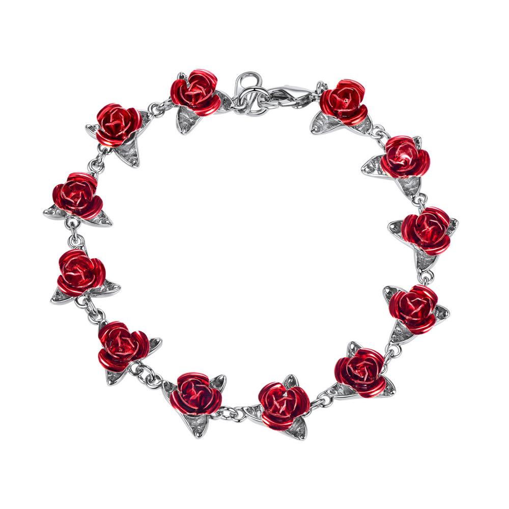 Peris Gems Platinum Elegant Rose Flower Link Bracelet for Women | Romantic Flower Jewelry Elegant Rose Flower Link Bracelet for Women Romantic Flower SHEIN Amazon Temu
