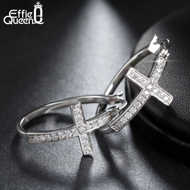 Peris Gems Platinum Plated Big Diamond Cross Hoop Earrings for Women SHEIN Amazon Temu