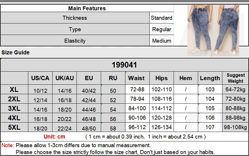 Peris Gems Plus Size Elastic Denim Pants | Women&