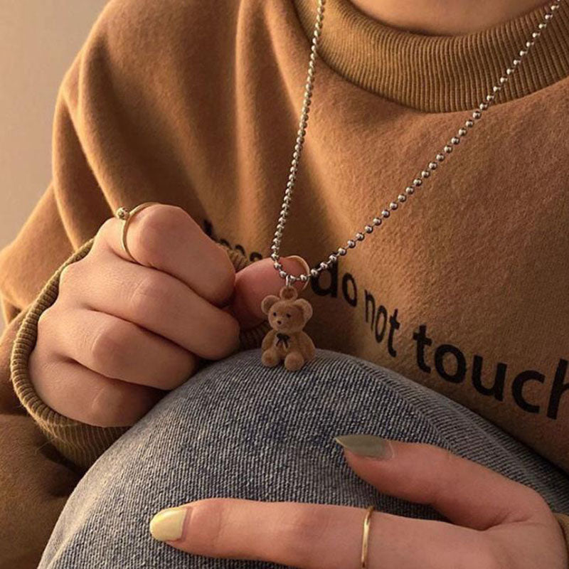 Peris Gems Plush Bear Pendant Necklace for Women | Bear Necklace Earrings and Ring SHEIN Amazon Temu