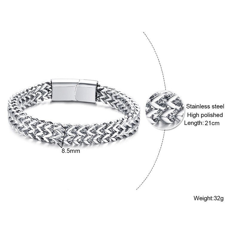 Peris Gems Polished Steel Double Mesh 8.5MM Bracelets Unisex | Stainless Steel Polished Steel Double Mesh 8.5MM Bracelets Unisex | Steel SHEIN Amazon Temu