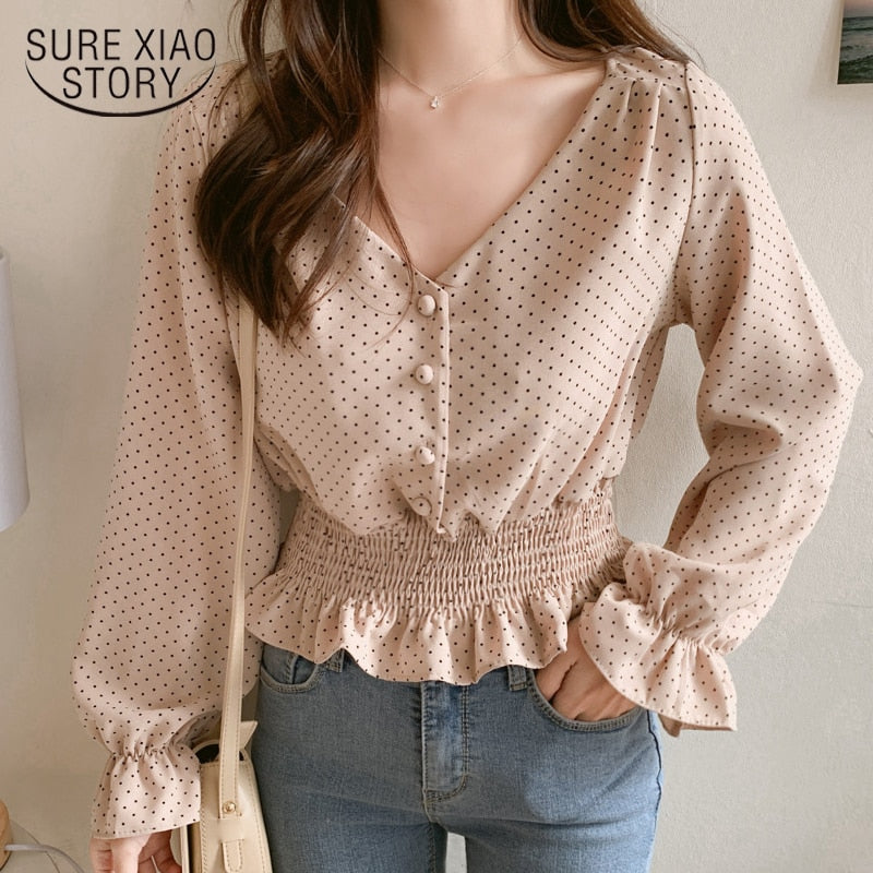 Peris Gems Polka Dot Flare Sleeve Blouse Shirt for Women | Slim Waist Shirt Polka Dot Flare Sleeve Blouse Shirt for Women | Slim Shirt SHEIN Amazon Temu