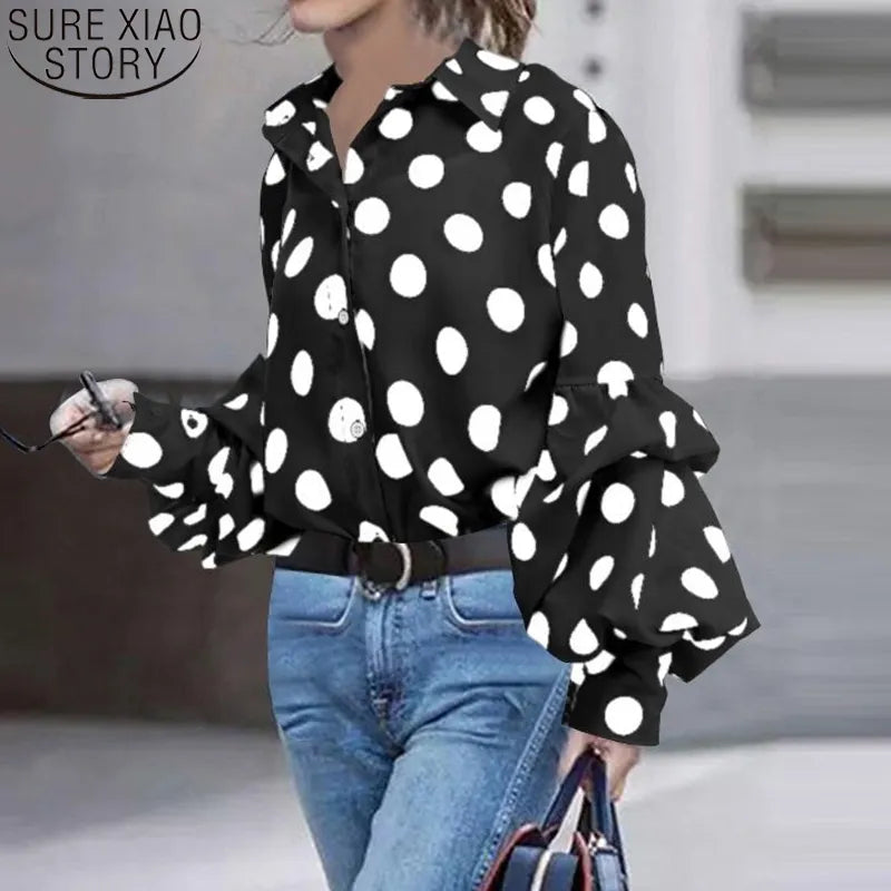 Peris Gems Polka Dot Lantern Long Sleeve Shirt for Women SHEIN Amazon Temu
