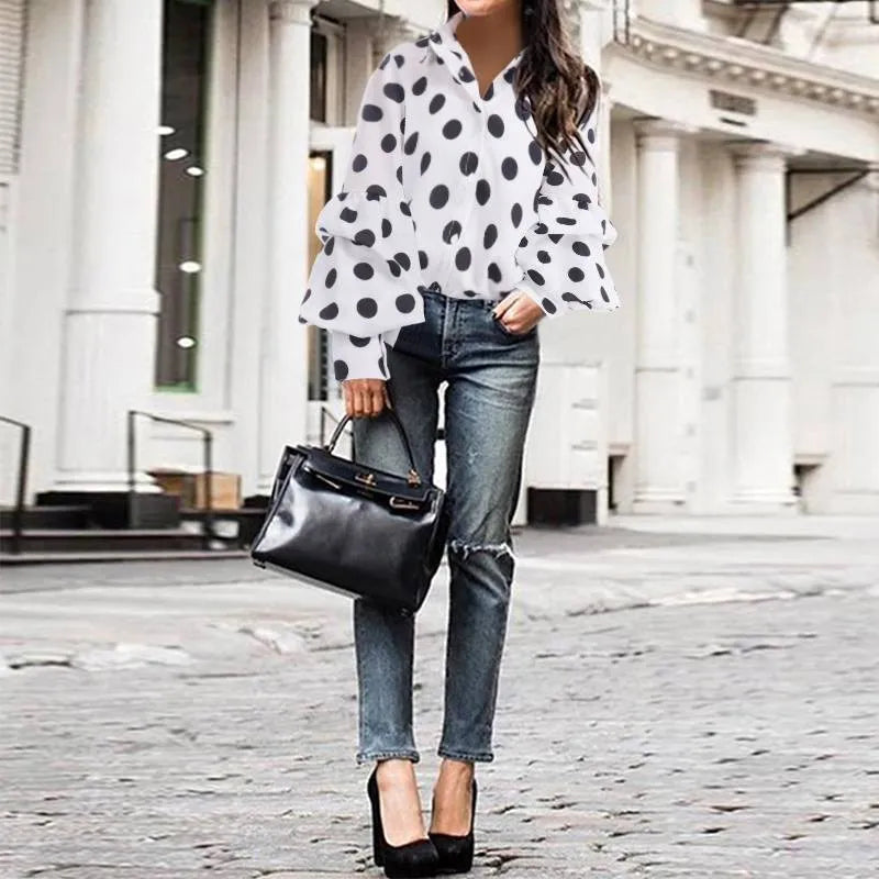 Peris Gems Polka Dot Lantern Long Sleeve Shirt for Women SHEIN Amazon Temu