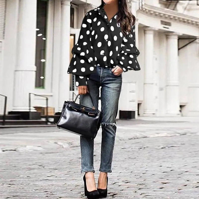 Peris Gems Polka Dot Lantern Long Sleeve Shirt for Women SHEIN Amazon Temu