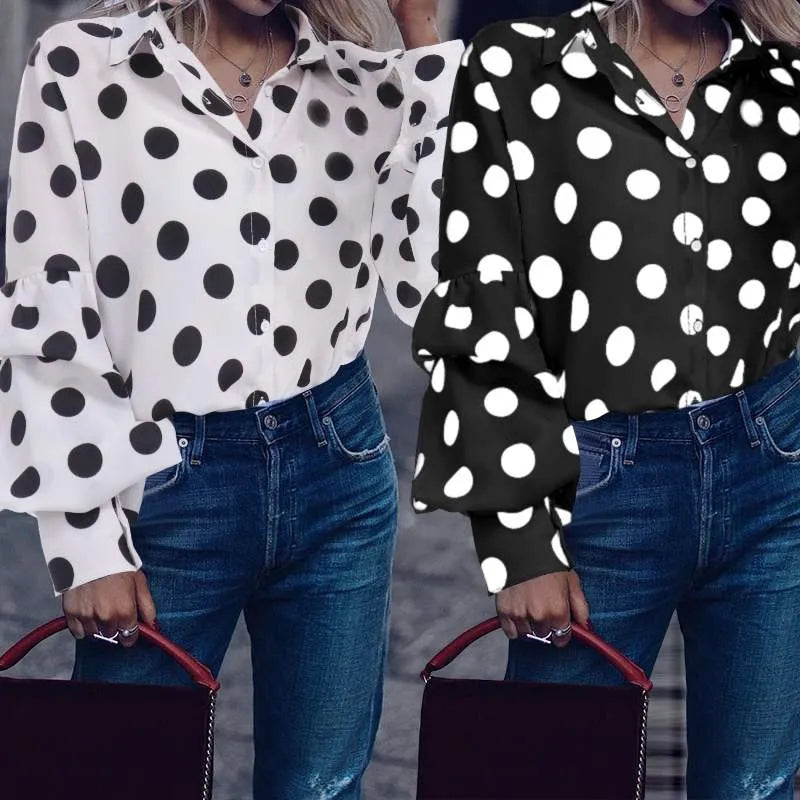 Peris Gems Polka Dot Lantern Long Sleeve Shirt for Women SHEIN Amazon Temu