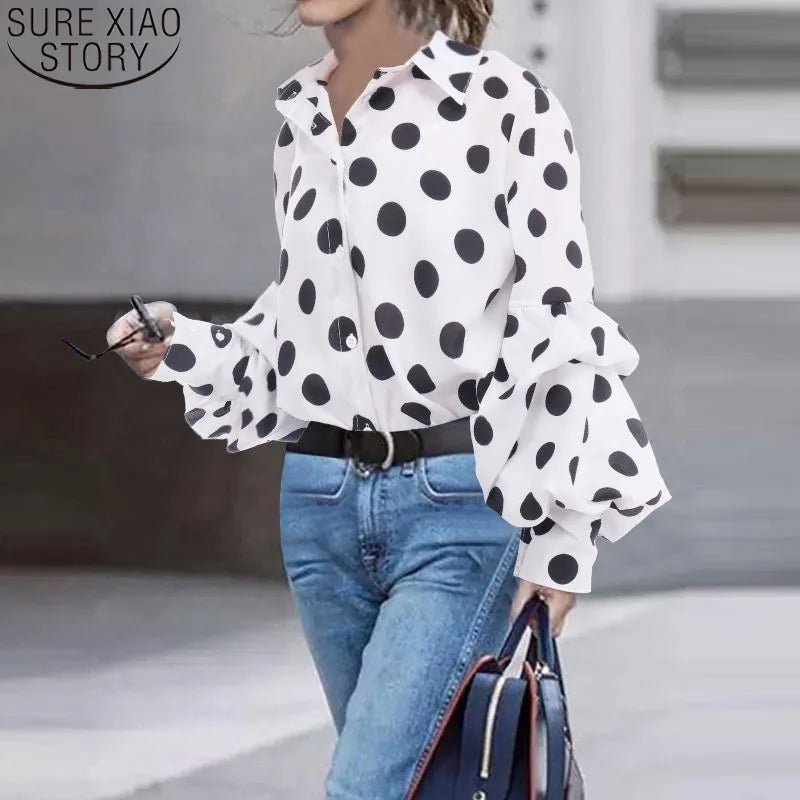 Peris Gems Polka Dot Lantern Long Sleeve Shirt for Women SHEIN Amazon Temu
