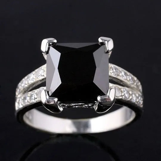 Peris Gems Princess Cut Black Onyx Stone Silver Ring for Women SHEIN Amazon Temu