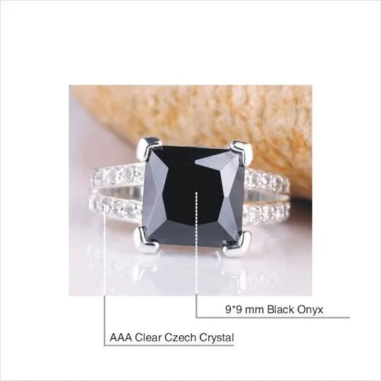 Peris Gems Princess Cut Black Onyx Stone Silver Ring for Women SHEIN Amazon Temu