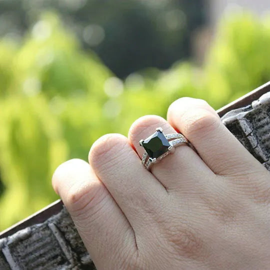 Peris Gems Princess Cut Black Onyx Stone Silver Ring for Women SHEIN Amazon Temu