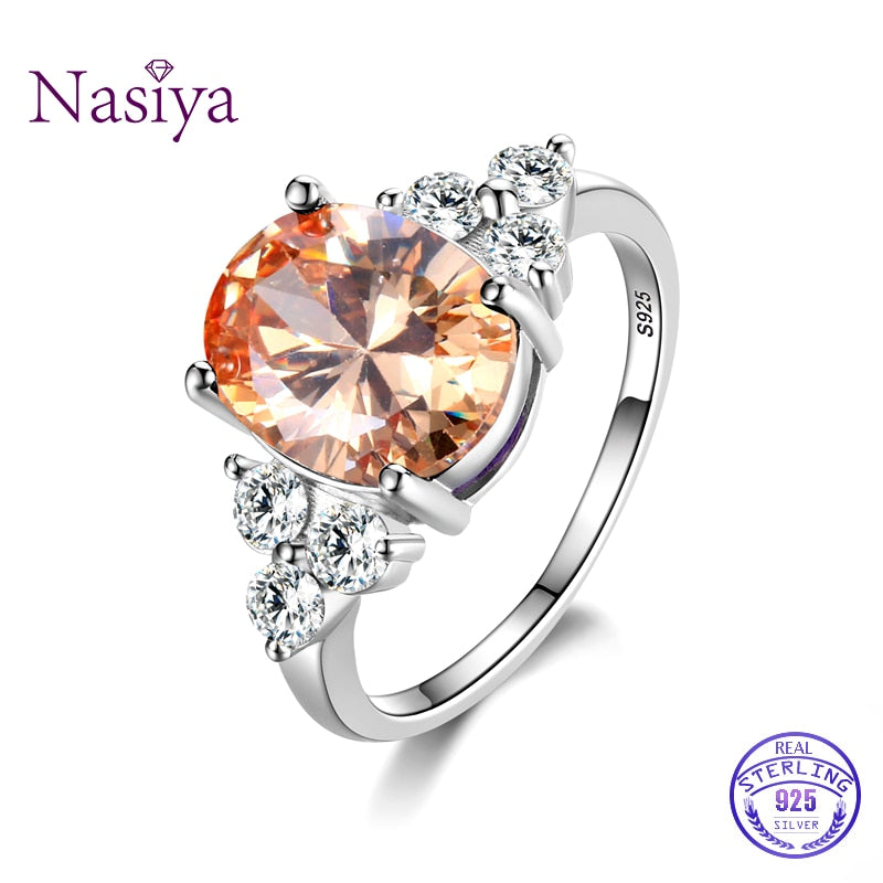 Peris Gems Prong Gemstone Rings for Women | Sterling Silver Oval Champagne Rings SHEIN Amazon Temu